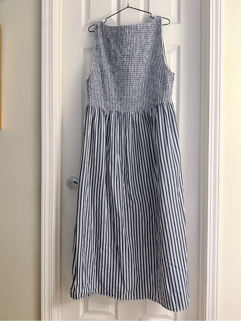 Hill House Navy & White Striped Smocked Maxi Dress - Picture 2 of 8